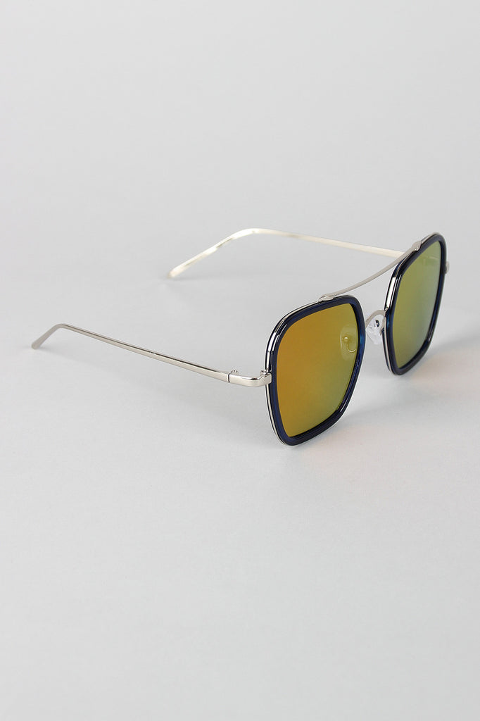 Double Bridge Plastic and Metal Frame Sunglasses