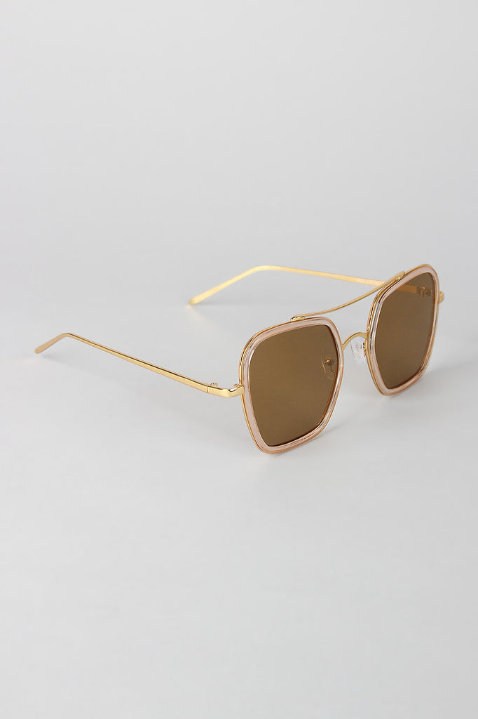 Double Bridge Plastic and Metal Frame Sunglasses