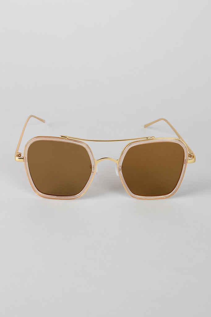 Double Bridge Plastic and Metal Frame Sunglasses