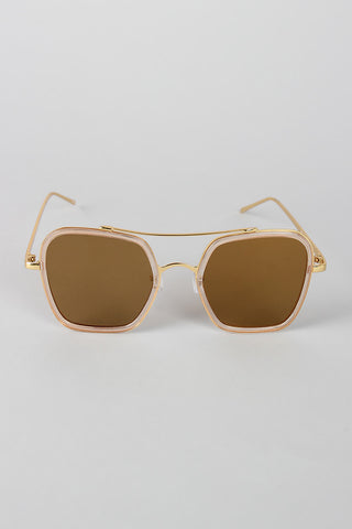 Double Bridge Plastic and Metal Frame Sunglasses