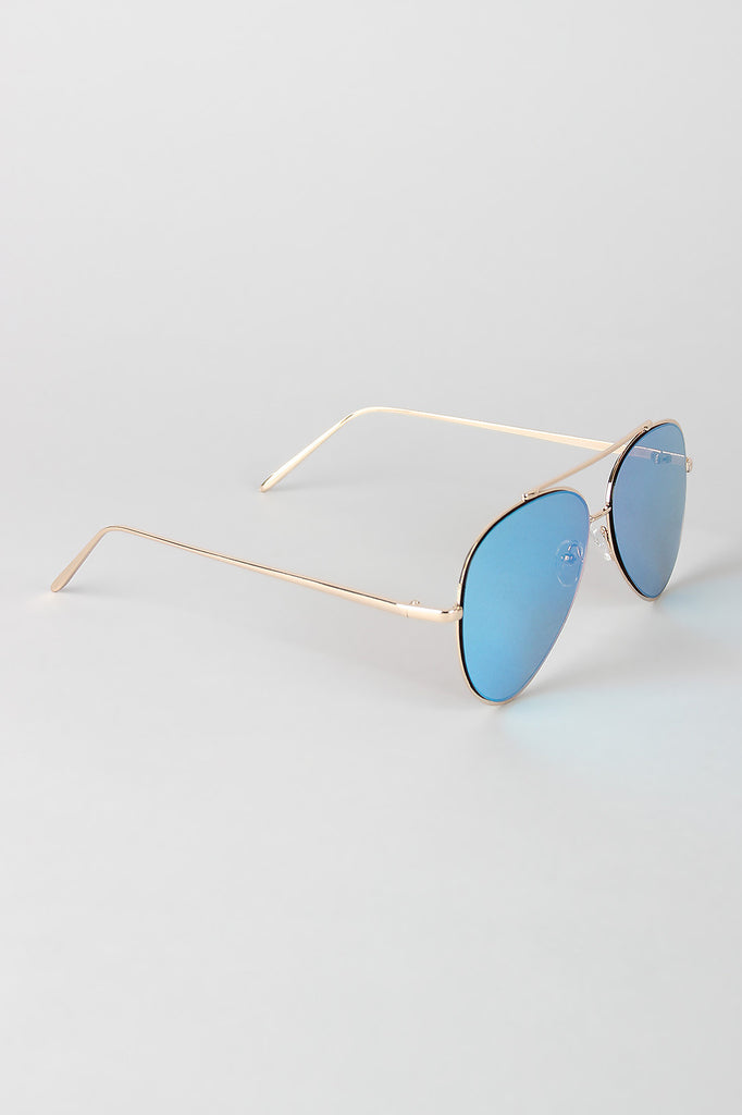 Double Bridge Mirrored Aviator Sunglasses