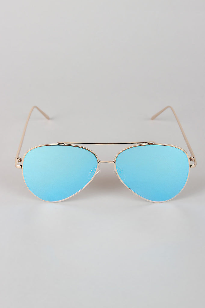 Double Bridge Mirrored Aviator Sunglasses