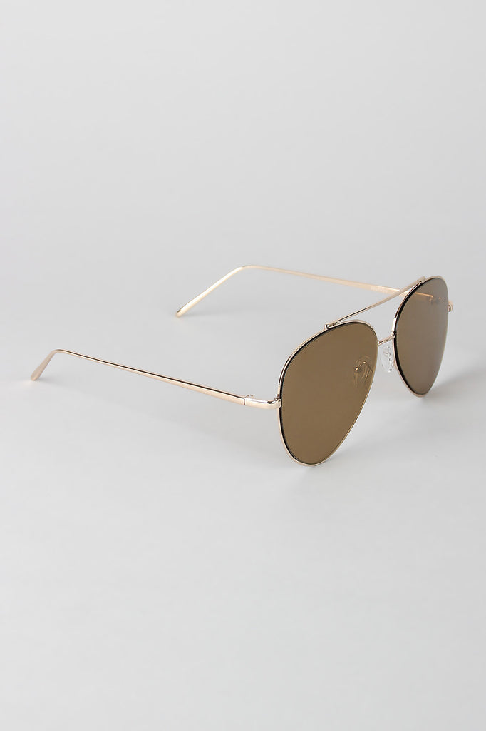 Double Bridge Mirrored Aviator Sunglasses