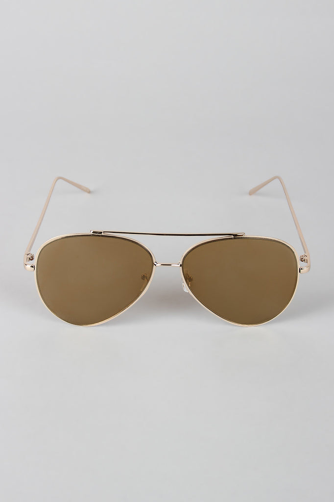 Double Bridge Mirrored Aviator Sunglasses