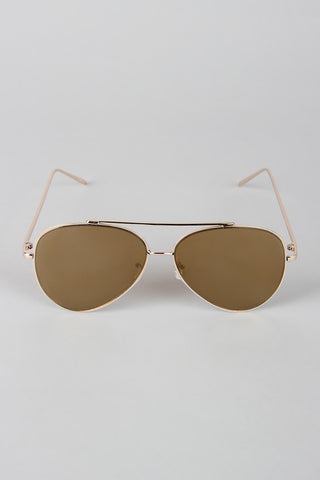 Double Bridge Mirrored Aviator Sunglasses