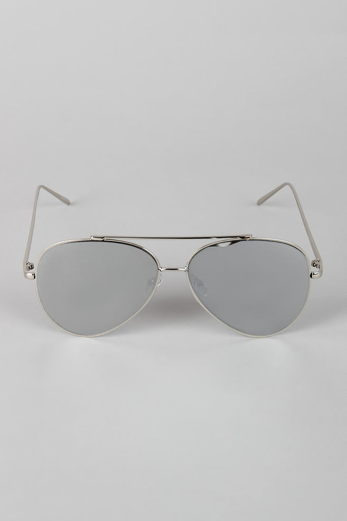 Double Bridge Mirrored Aviator Sunglasses