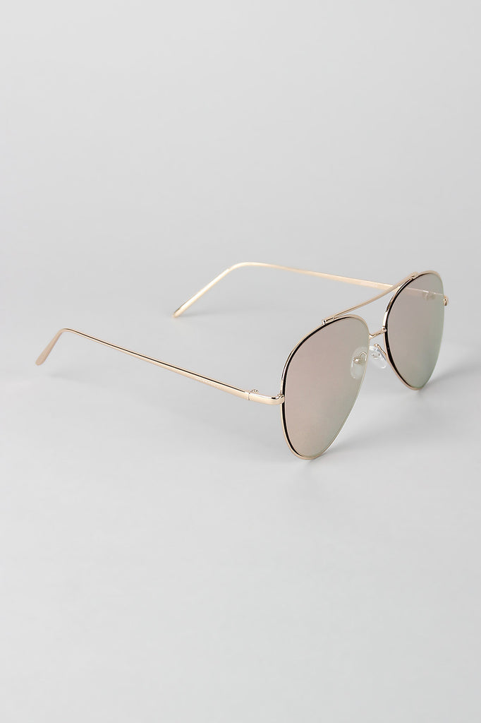 Double Bridge Mirrored Aviator Sunglasses