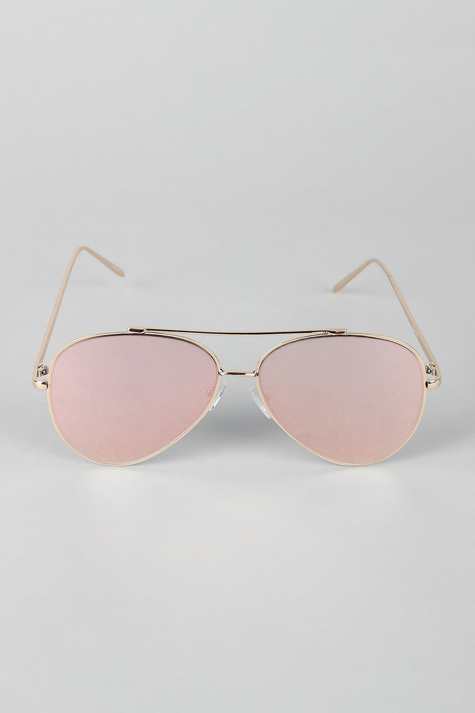 Double Bridge Mirrored Aviator Sunglasses