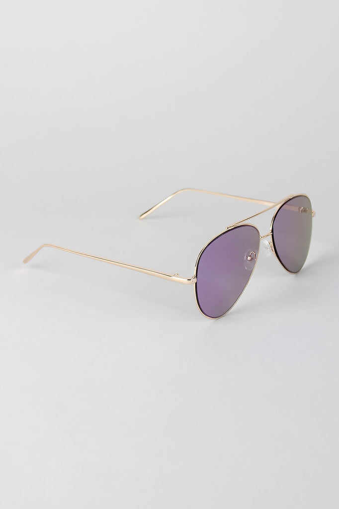 Double Bridge Mirrored Aviator Sunglasses