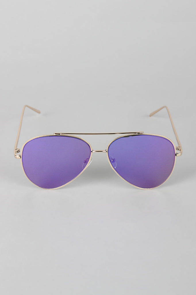 Double Bridge Mirrored Aviator Sunglasses