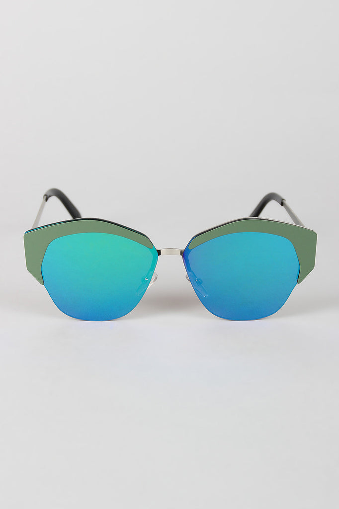 Geometric Semi-Rimless Sunglasses