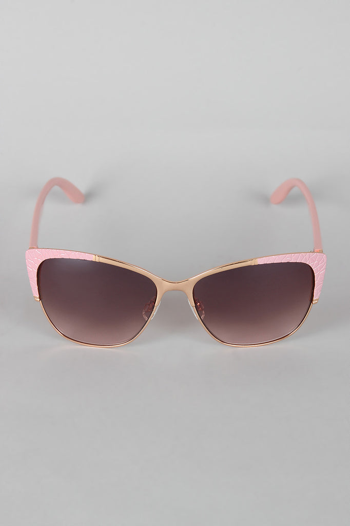 Textured Mod Semi-Rimless Sunglasses