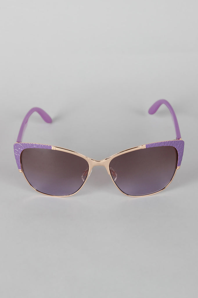 Textured Mod Semi-Rimless Sunglasses