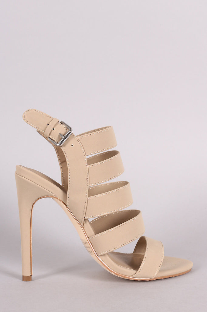 Nubuck Strappy Ladder Up Slingback Heel