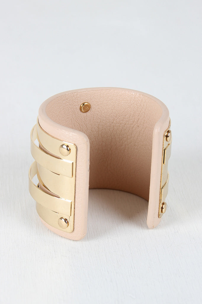 Metal and Leather Cuff Bracelet