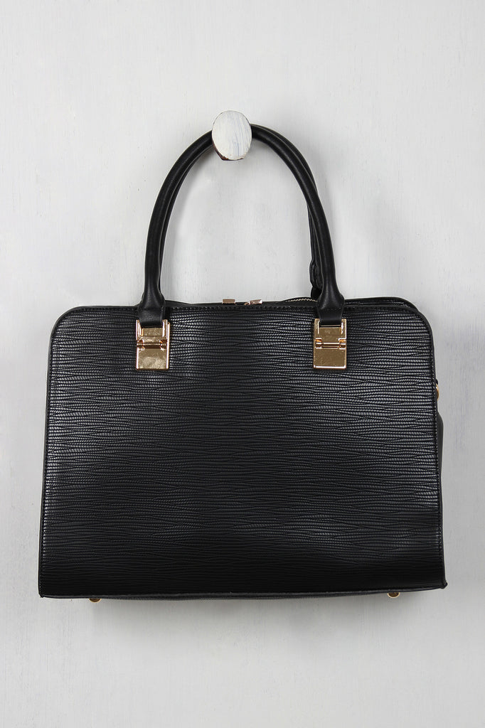 Textured Vegan Leather Structured Handbag