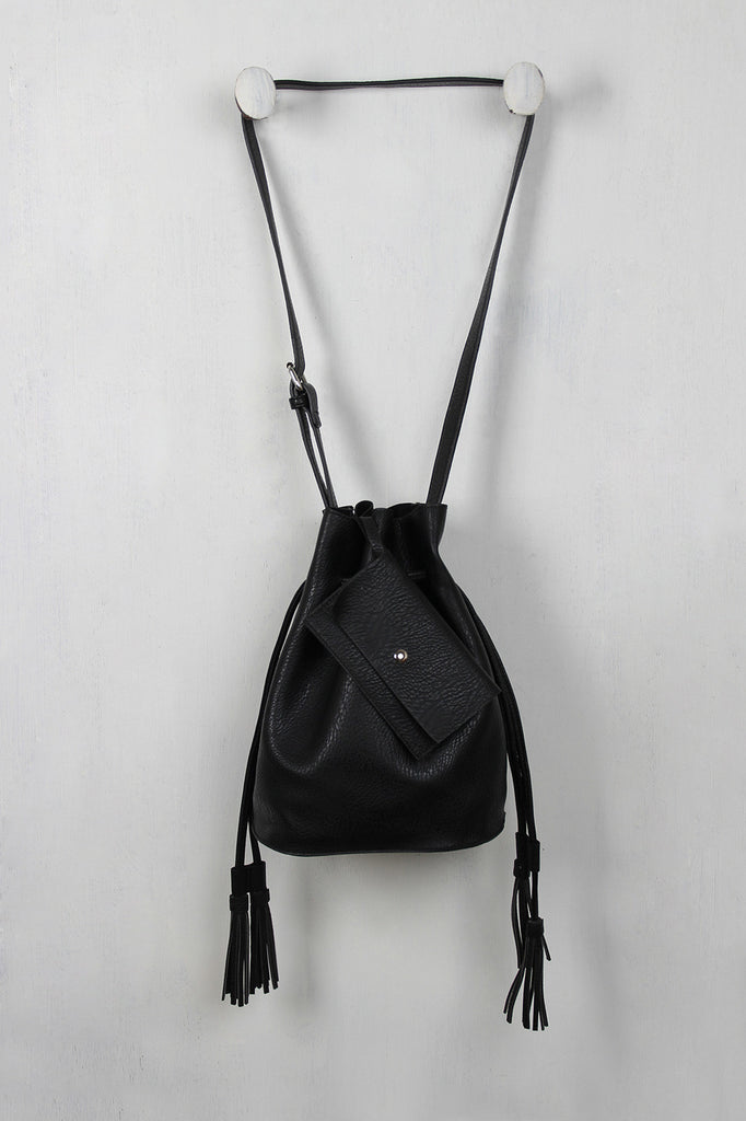 Double Tassel Drawstring Bucket Bag