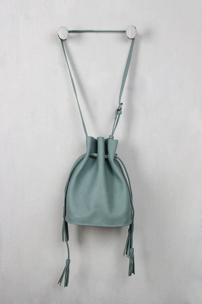 Double Tassel Drawstring Bucket Bag