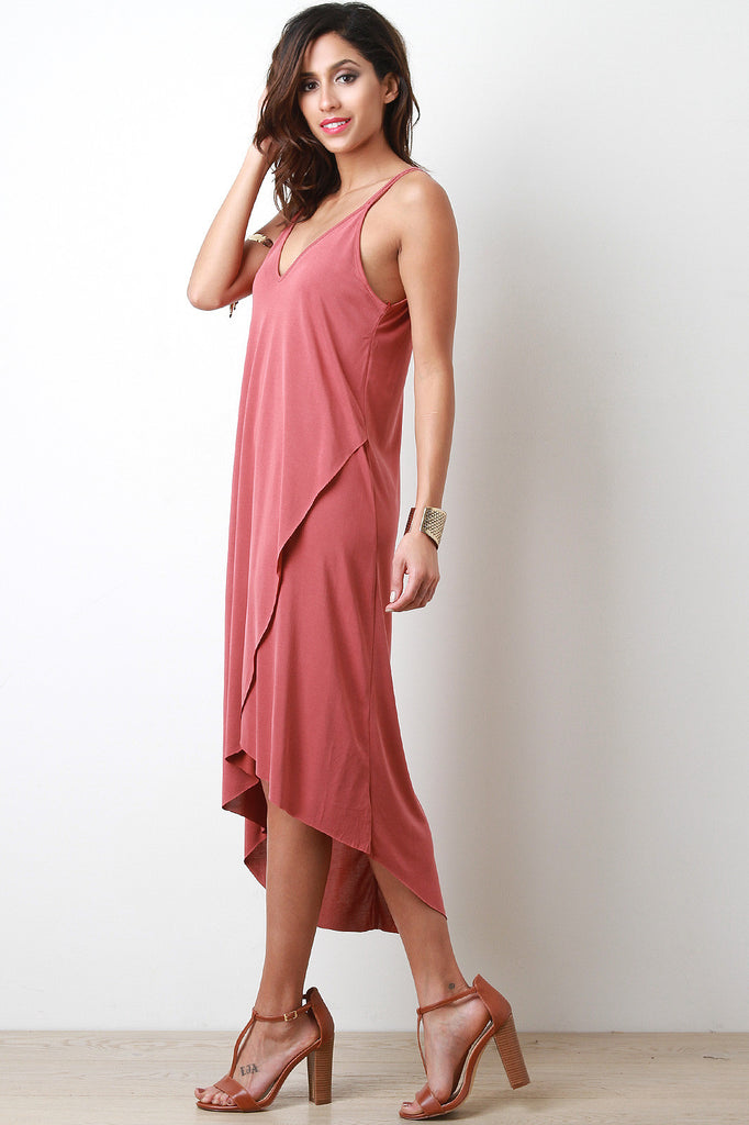 Jersey Knit Crisscross Strappy Back Trapeze Dress