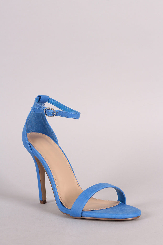 Breckelle Nubuck Thin Ankle Strap Stiletto Heel