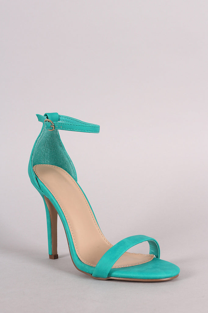 Breckelle Nubuck Thin Ankle Strap Stiletto Heel