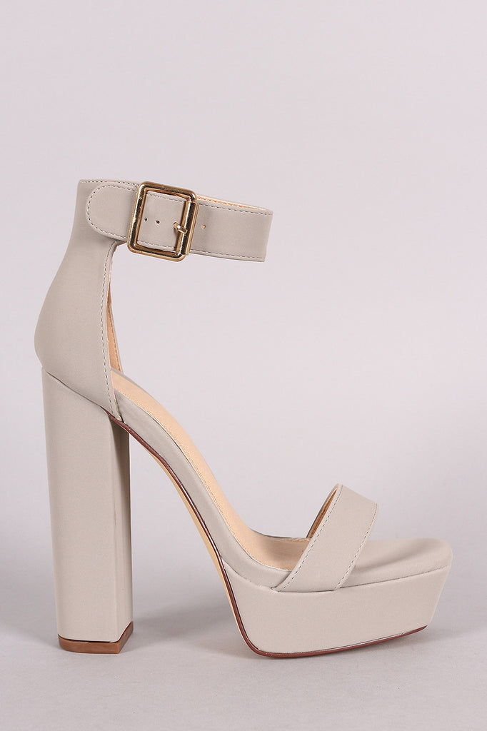 Liliana Nubuck Buckled Ankle Strap Chunky Platform Heel