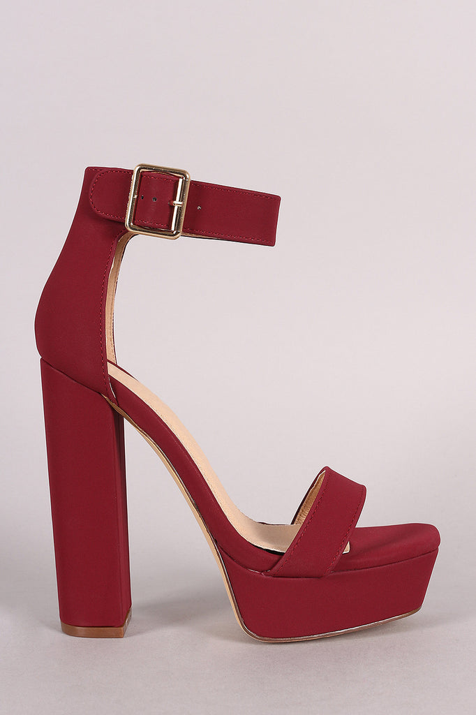 Liliana Nubuck Buckled Ankle Strap Chunky Platform Heel