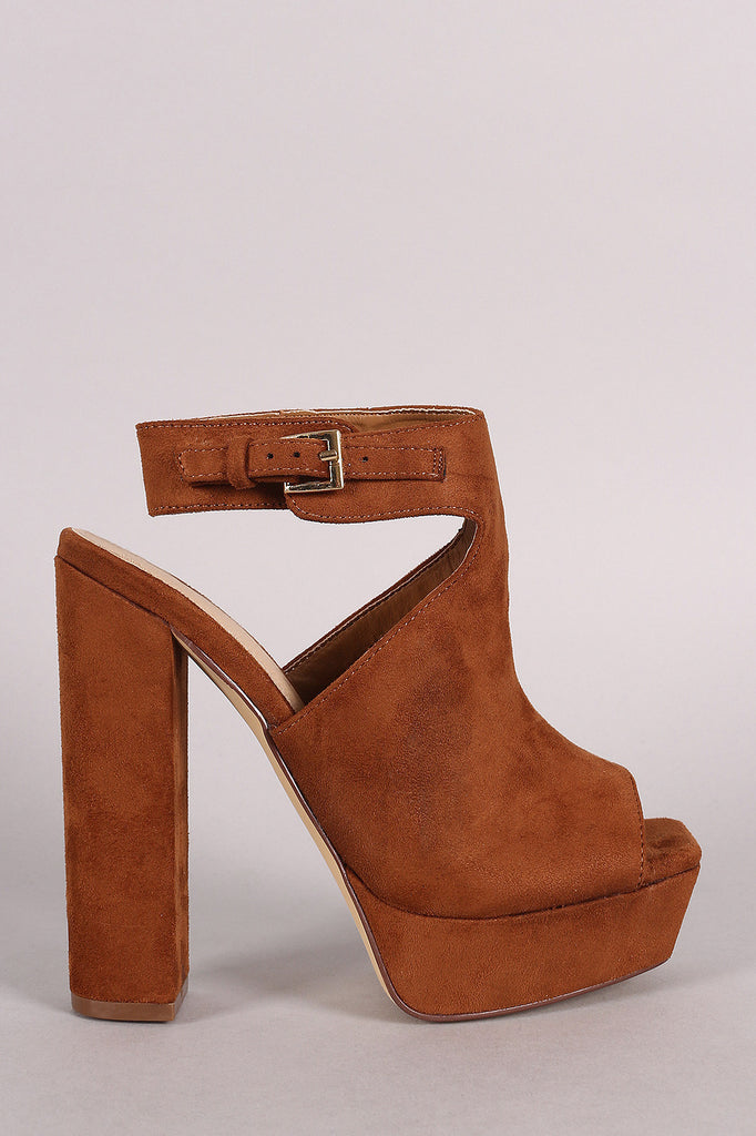 Liliana Suede Square Open Toe Mule Chunky Heel