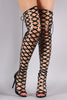 Patent Caged Back Lace-Up Over-The-Knee Stiletto Boots