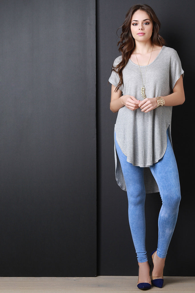 Texture Dolman Sleeve Round Hem Top