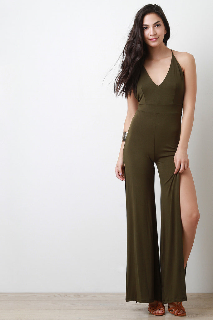 Wide Leg Open Back Jumpsuit