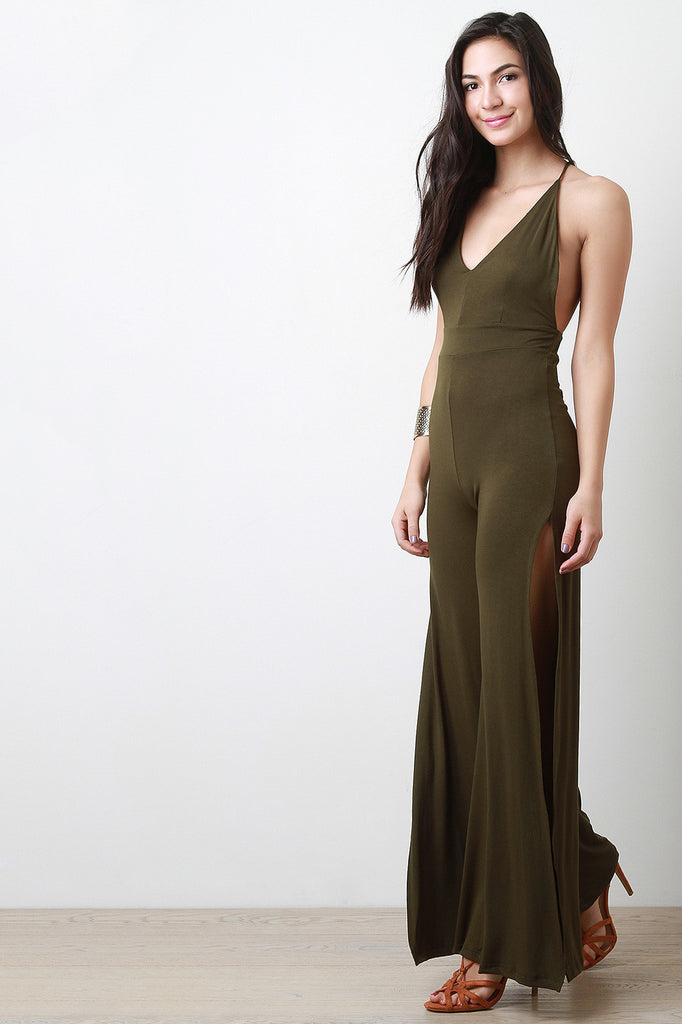 Wide Leg Open Back Jumpsuit