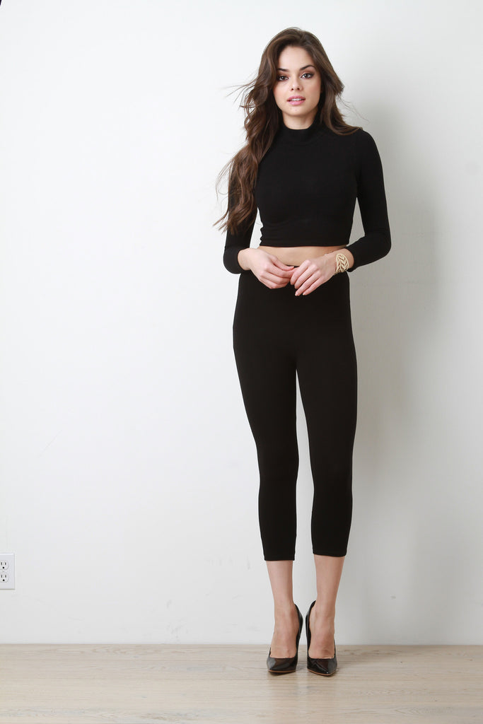 Mock Neck Long Sleeve Crop Top