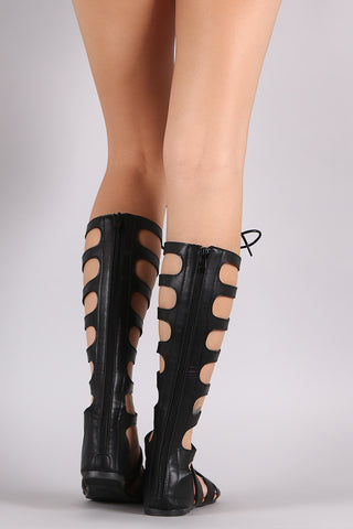 Strappy Lace-Up Gladiator Flat Sandal