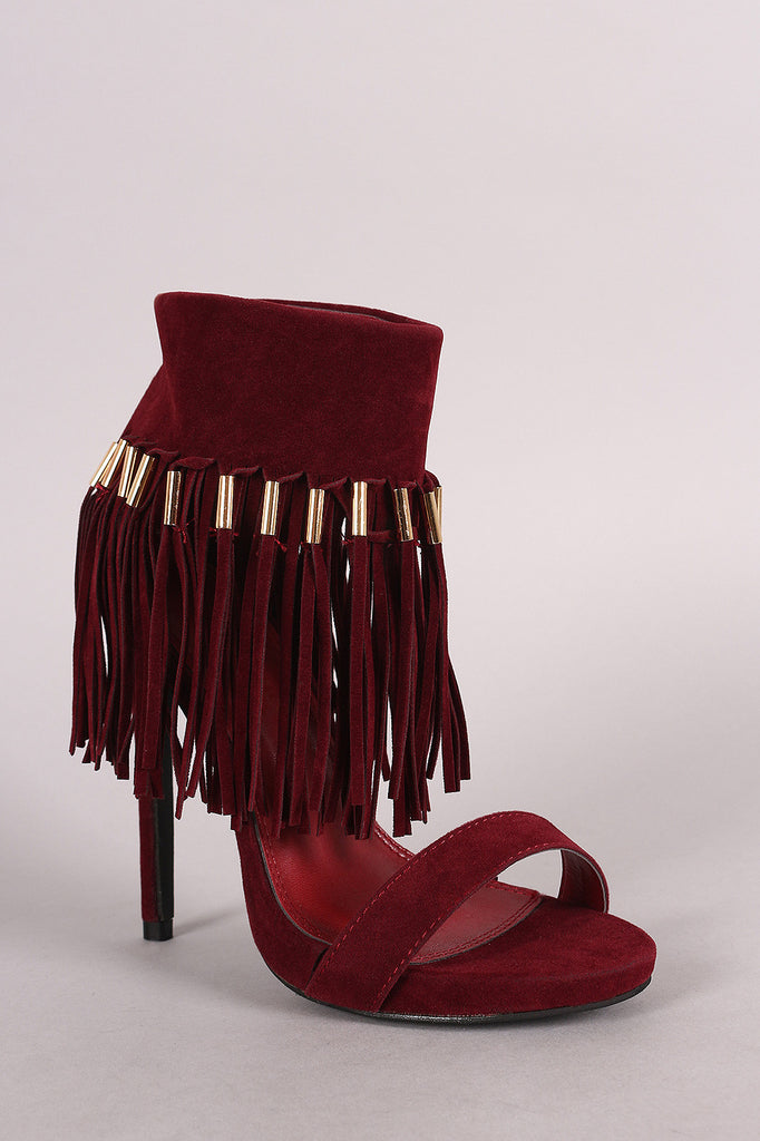 Liliana Suede Tassel Ankle Cuff Stiletto Heel