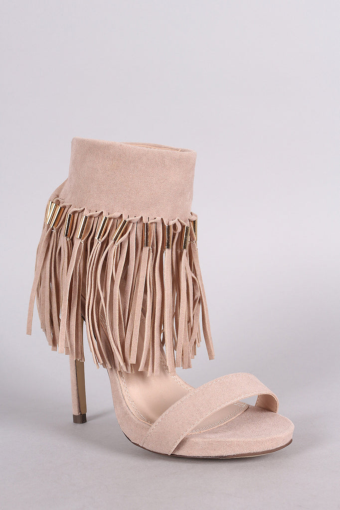 Liliana Suede Tassel Ankle Cuff Stiletto Heel