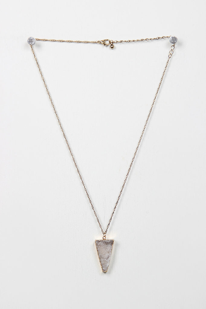 Raw Quartz Necklace and Feather Ring Set