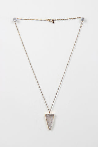 Raw Quartz Necklace and Feather Ring Set