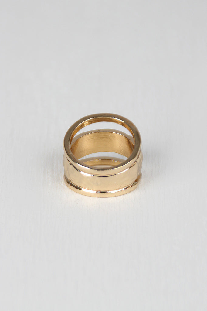 Hammered Triple Band Faux Stacked Ring