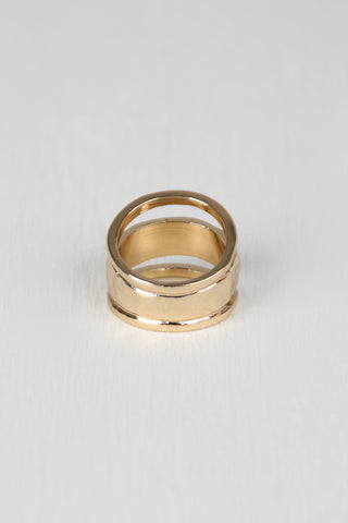 Hammered Triple Band Faux Stacked Ring