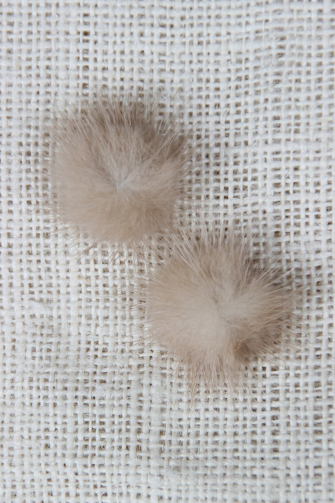 Faux Fur Pom-Pom Stud Earrings