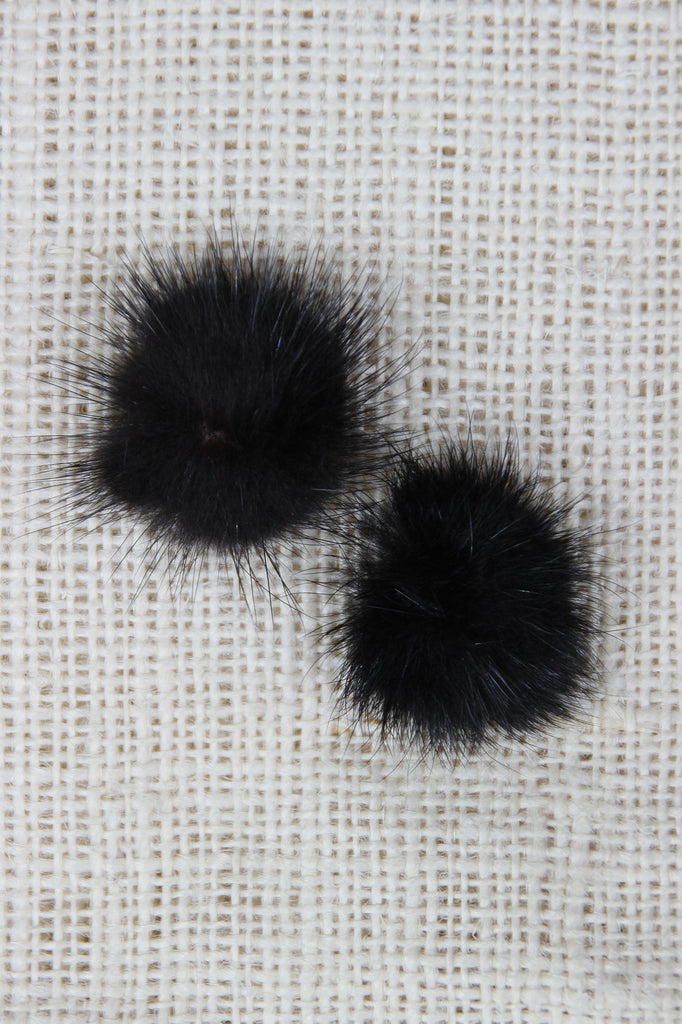 Faux Fur Pom-Pom Stud Earrings