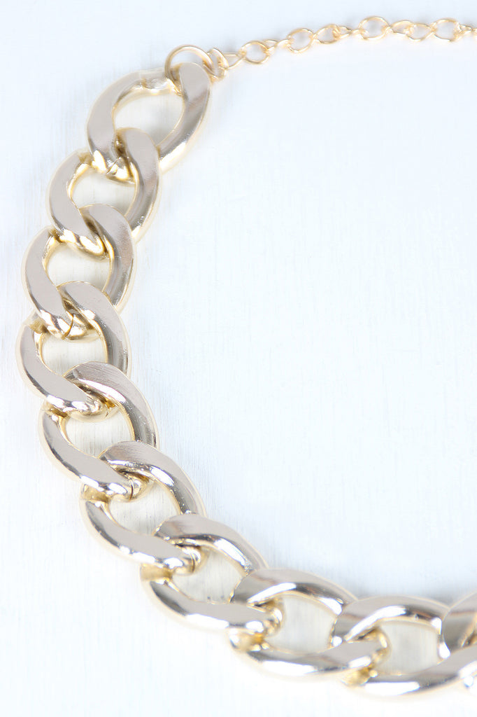 High Polished Curb Link Choker Necklace