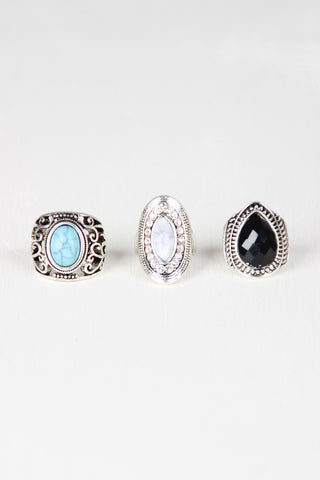 Faux Stone Ring Set