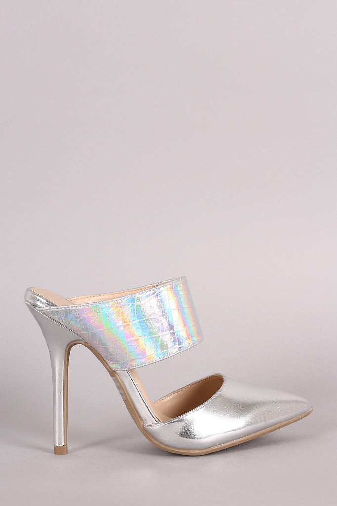 Wild Diva Lounge Hologram Two-Piece Pointy Toe Stiletto Pump