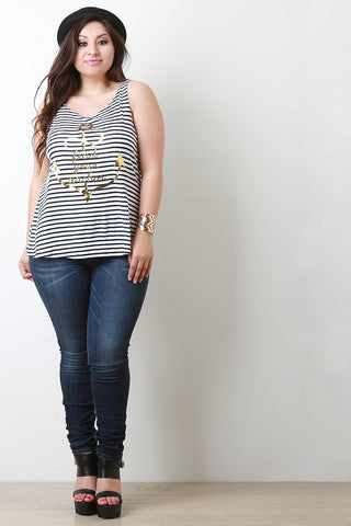 Find Your Anchor Graphic Print Stripe Top