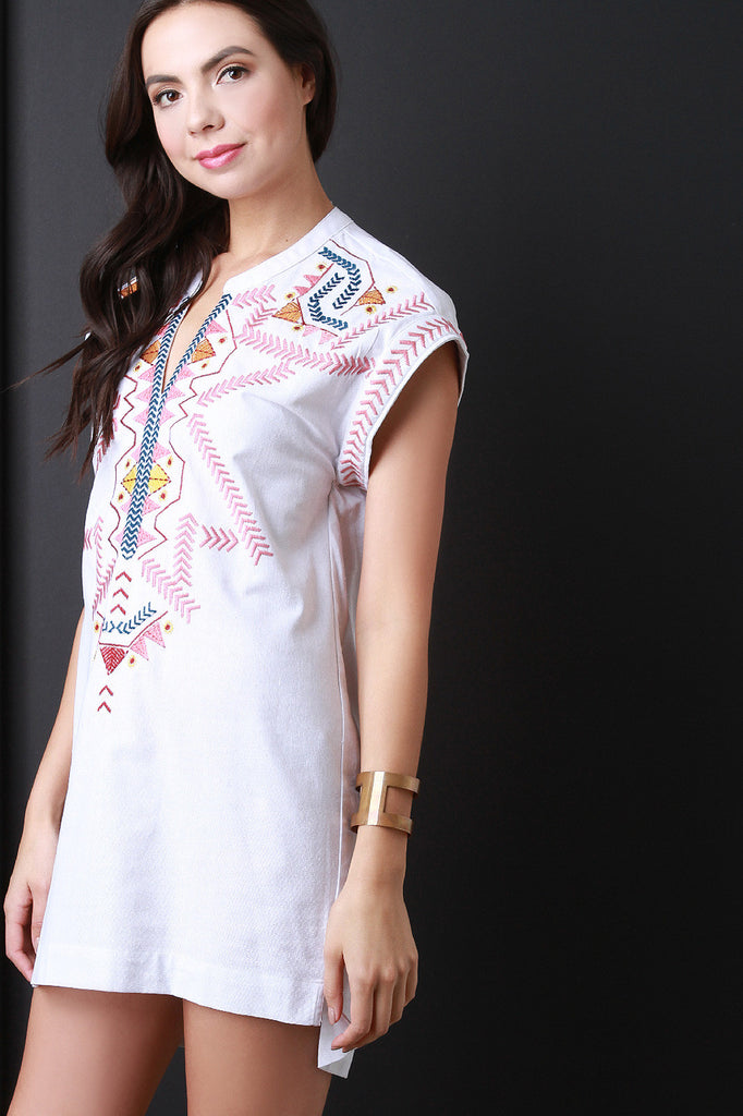 Tribal Embroidery Shift Dress