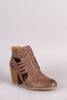 Open Side Woven Strap Chunky Heel Bootie