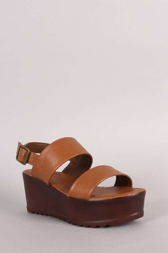 Bamboo Double Band Slingback Flatform Wedge