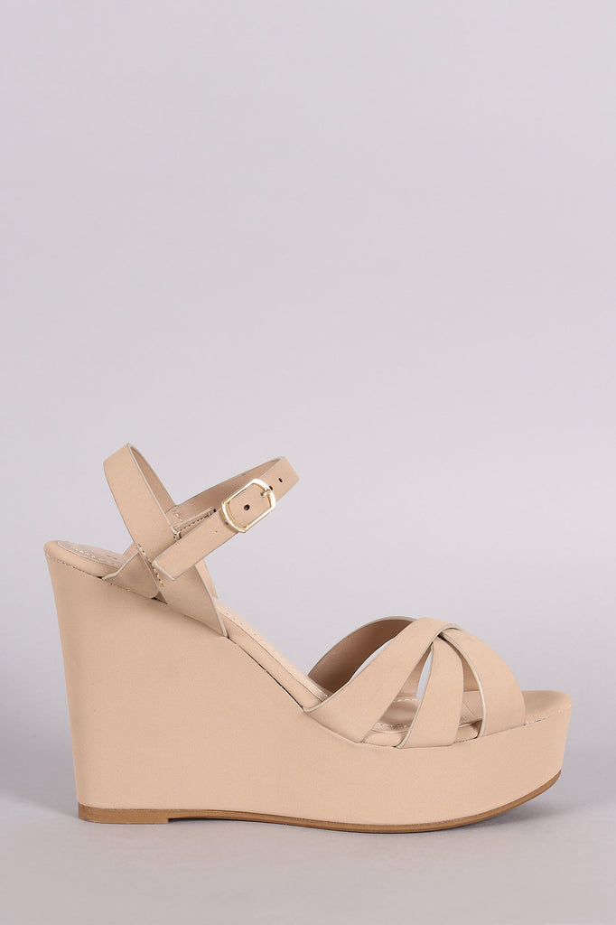 Bamboo Crossover Strappy Platform Wedge Sandal